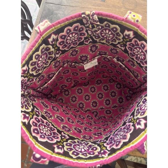 Vera Bradley Toggle Tote in Very Berry Purple Pink Floral Paisley - Picture 6 of 8